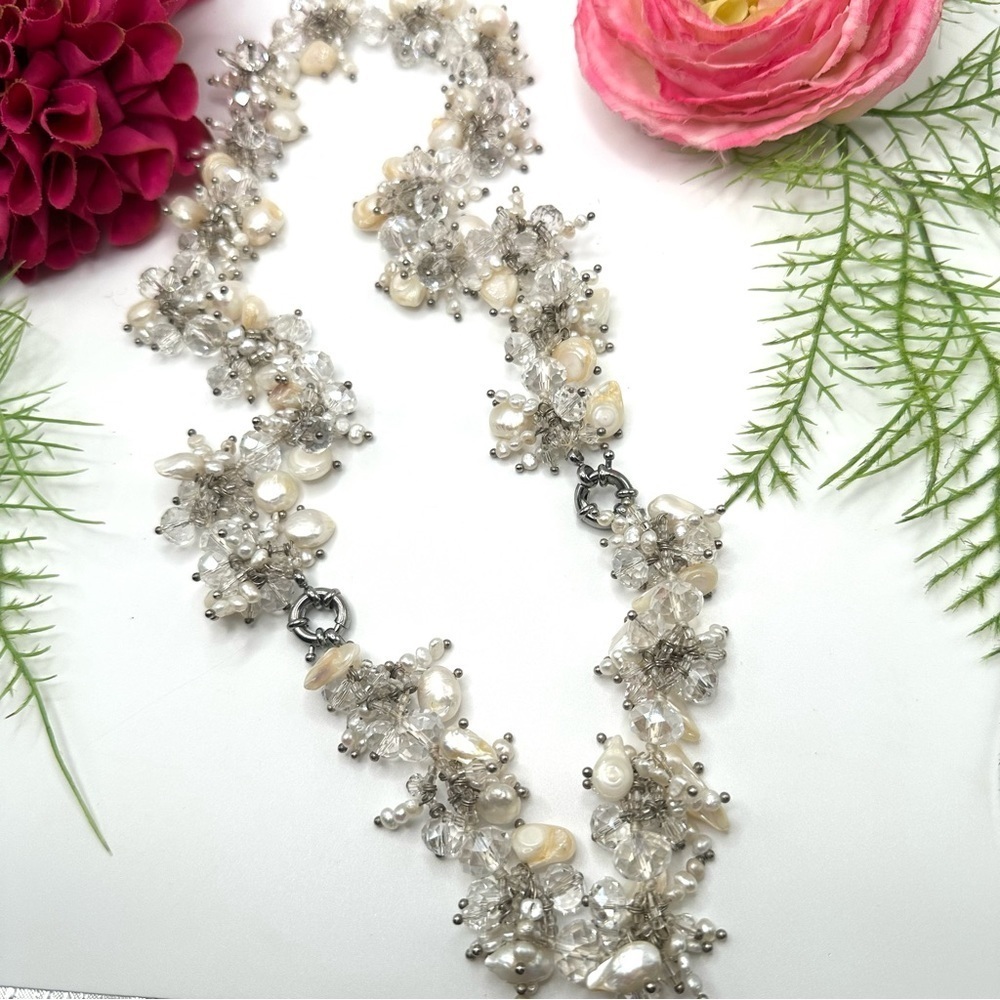 NEW⚜️Baroque Freshwater Pearl & Crystal Beaded CUSTOM MADE Bracelet - Picture 6 of 7